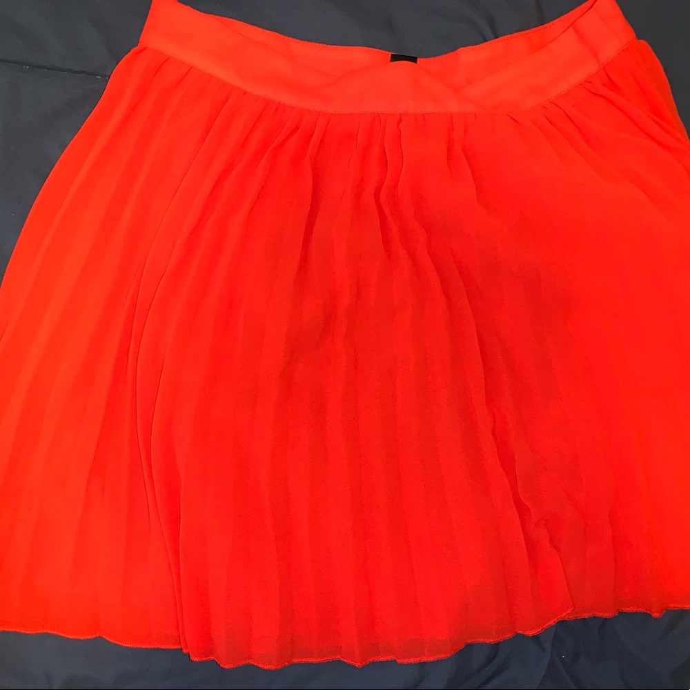 Pleated, Red High Waisted Skirt